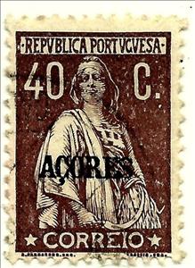 Stamp, Ceres Issue of Portugal Overprinted, Azores,  