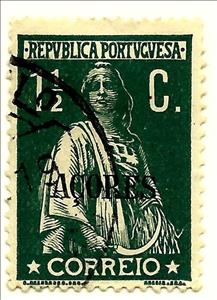 Stamp, Ceres Issue of Portugal Overprinted, Azores,  