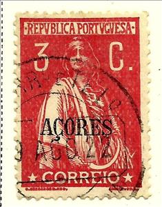 Stamp, Ceres Issue of Portugal Overprinted, Azores,  
