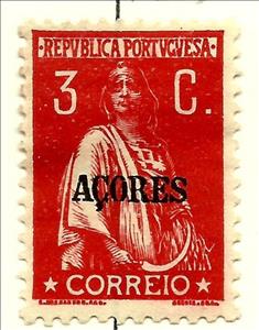 Stamp, Ceres Issue of Portugal Overprinted, Azores,  