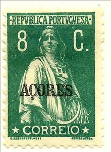 Stamp, Ceres Issue of Portugal Overprinted, Azores,  