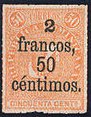 Coat of arms surcharged 2,50Fr on 50c