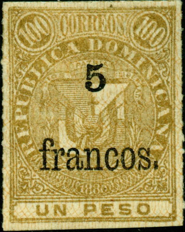 Coat of arms surcharged 5Fr on 100c