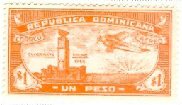 Stamp, Airplane over Ozama Fort, Dominican Republic,  , Airlines, Aviation, Fortresses / Strongholds, Aircraft