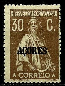 Stamp, Ceres Issue of Portugal Overprinted, Azores,  