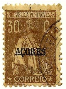 Stamp, Ceres Issue of Portugal Overprinted, Azores,  