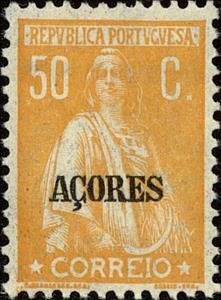 Stamp, Ceres Issue of Portugal Overprinted, Azores,  