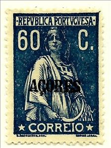 Stamp, Ceres Issue of Portugal Overprinted, Azores,  