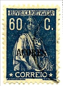 Stamp, Ceres Issue of Portugal Overprinted, Azores,  