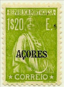Stamp, Ceres Issue of Portugal Overprinted, Azores,  