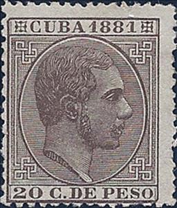 Stamp, King Alfonso XII, Cuba,  