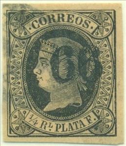 Stamp, Queen Isabella II, Cuba,  