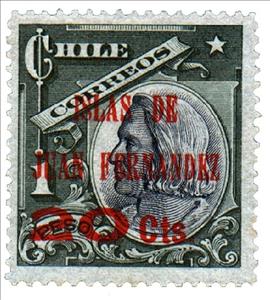 Stamp, Columbus (Colon) surcharged, Chile,  