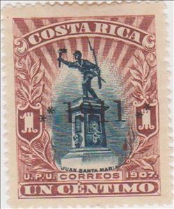 Stamp, Stamp Mi. 53 overprinted 1911, Type II, black, Costa Rica,  