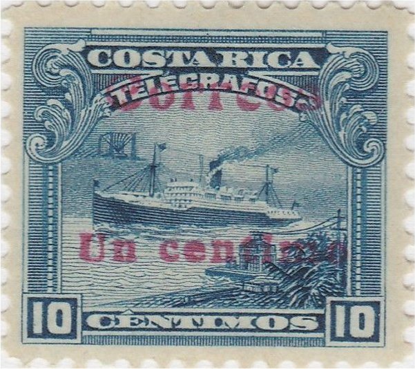 Telegrafos / Correos 1c on 10c - red