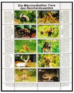 Mini Sheet, Tiere des Reinhardswaldes, Germany, Modern Private Post Offices,  
