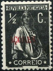 Stamp, Ceres Issue of Portugal Overprinted, Azores,  