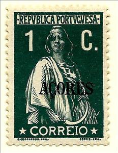 Stamp, Ceres Issue of Portugal Overprinted, Azores,  