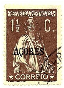 Stamp, Ceres Issue of Portugal Overprinted, Azores,  