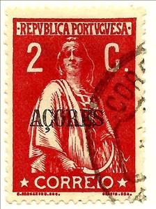 Stamp, Ceres Issue of Portugal Overprinted, Azores,  