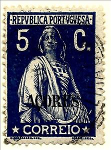 Stamp, Ceres Issue of Portugal Overprinted, Azores,  