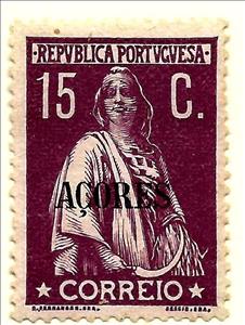 Stamp, Ceres Issue of Portugal Overprinted, Azores,  