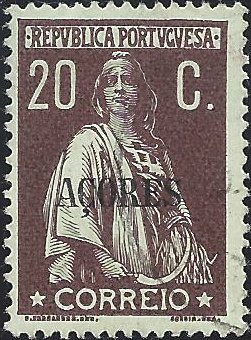 Stamp, Ceres Issue of Portugal Overprinted, Azores,  