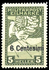 Stamp, Merkur with overprint in Centesimi, Austria - Offices Abroad, Occupations,  