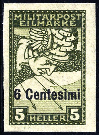 Merkur with overprint in Centesimi