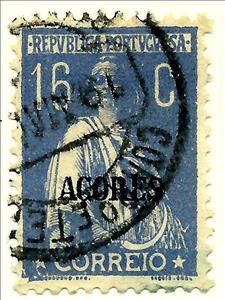 Stamp, Ceres Issue of Portugal Overprinted, Azores,  