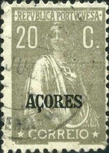 Stamp, Ceres Issue of Portugal Overprinted, Azores,  