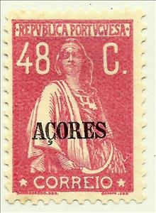 Stamp, Ceres Issue of Portugal Overprinted, Azores,  