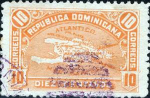 Stamp, Map of Hispaniola Island, Dominican Republic,  , Maps