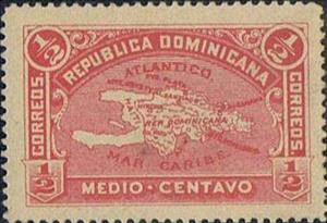 Stamp, Map of Hispaniola Island, Dominican Republic,  , Maps