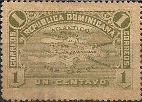 Stamp, Map of Hispaniola Island, Dominican Republic,  , Maps