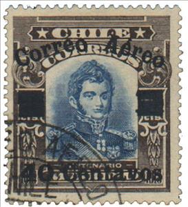 Stamp, Battle of Maipu surcharged, Chile,  