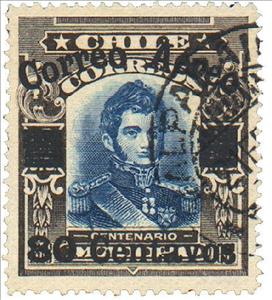 Stamp, Battle of Maipu surcharged, Chile,  