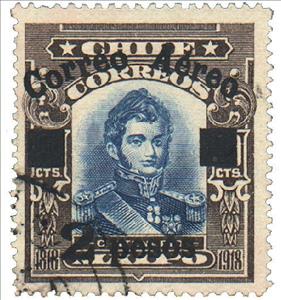 Stamp, Battle of Maipu surcharged, Chile,  