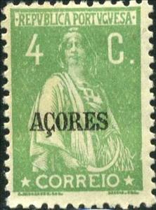 Stamp, Ceres Issue of Portugal Overprinted, Azores,  