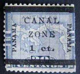Stamp, Map of Panama (overprint), Canal Zone,  , Maps