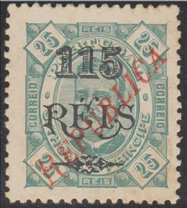 Stamp, King Carlos I, overprinted, São Tomé and Príncipe,  