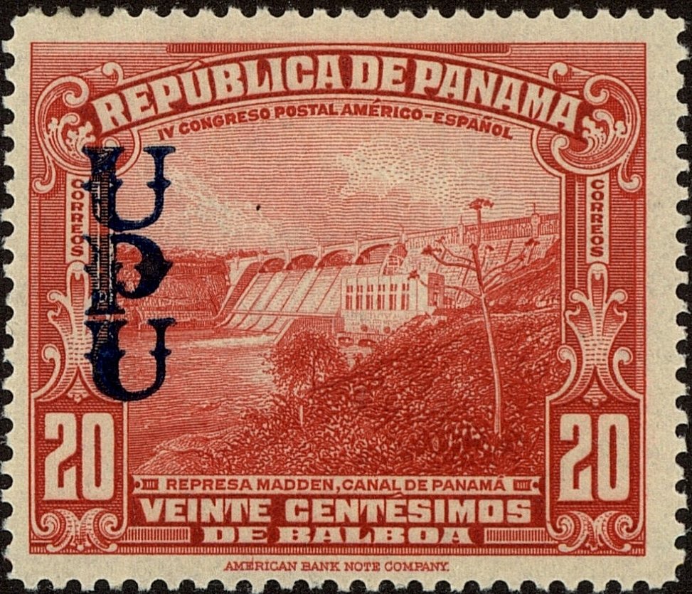 "Gaillard" passes Panama canal (overprint)