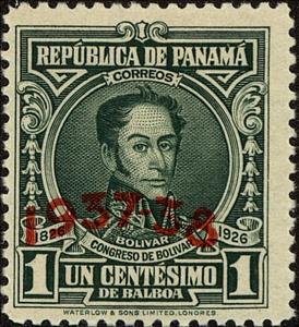 Stamp, Simón Bolívar (1783-1830) (overprint), Panama,  , Famous People