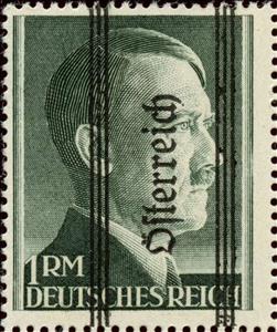 Stamp, Overprint German stamp Hitler, Austria,  