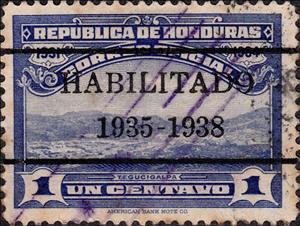 Stamp, View of Tegucigalpa Overprinted, Honduras,  , Landscapes, Townscapes / City Views