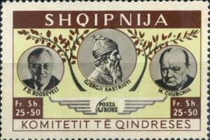 Stamp, Roosevelt, Churchill, Kastrioti, Cinderellas,  , People