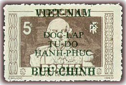 Stamp, French Indochina stamp overprinted, Vietnam,  