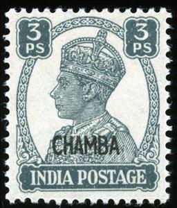 Stamp, King George VI, India, Princely States,  