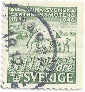 Stamp, Horses (Equus ferus caballus), Sweden,  , Agriculture, Animals (Fauna), Horses, Mammals