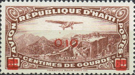 Stamp, Surcharged 0,10 on 60c, Haiti,  , Aviation, Aircraft